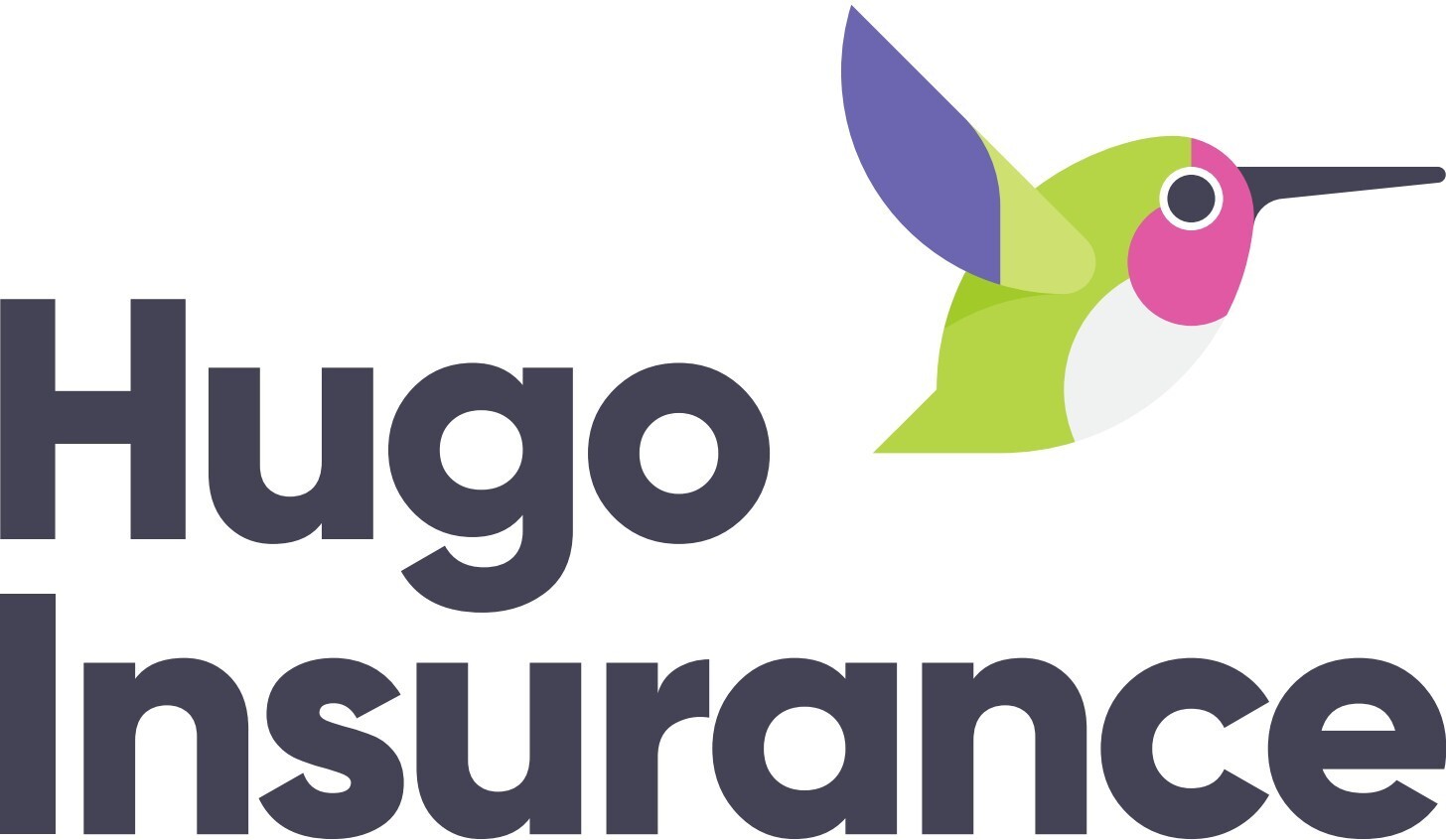 Hugo Insurance Logo with hummingbird