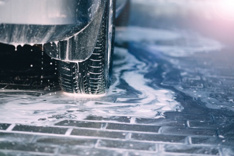 closeup of car wash